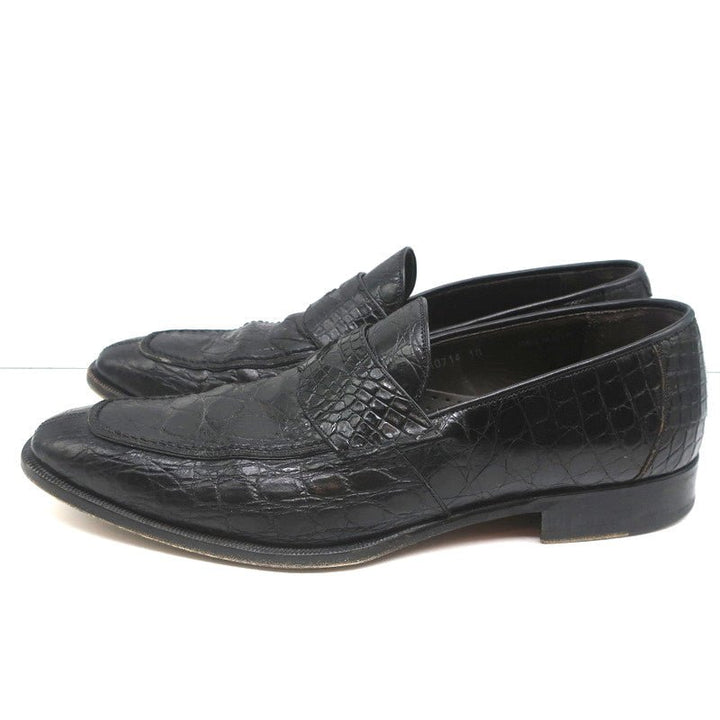 Bergdorf Goodman Crocodile Penny Loafers Black Size 43.5 - Celebrity Owned