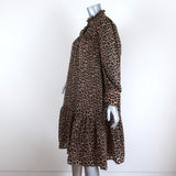 Birgitte Herskind Dress Liva Leopard Print Size 40 Ruffle Neck Long Sleeve NEW - Celebrity Owned