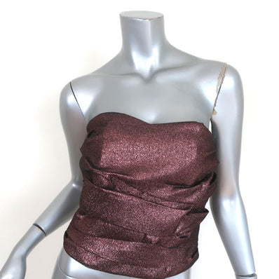 Birgitte Herskind Ethel Corsage Draped Bustier Top Pink Glitter Size 38 NEW - Celebrity Owned