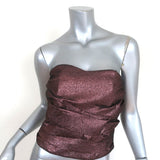 Birgitte Herskind Ethel Corsage Draped Bustier Top Pink Glitter Size 38 NEW - Celebrity Owned