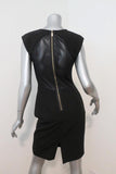 Black Halo Jagger Dress Black Stretch Poly-Blend Size 4 Mesh-Back Sleeveless LBD - Celebrity Owned