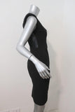 Black Halo Jagger Dress Black Stretch Poly-Blend Size 4 Mesh-Back Sleeveless LBD - Celebrity Owned
