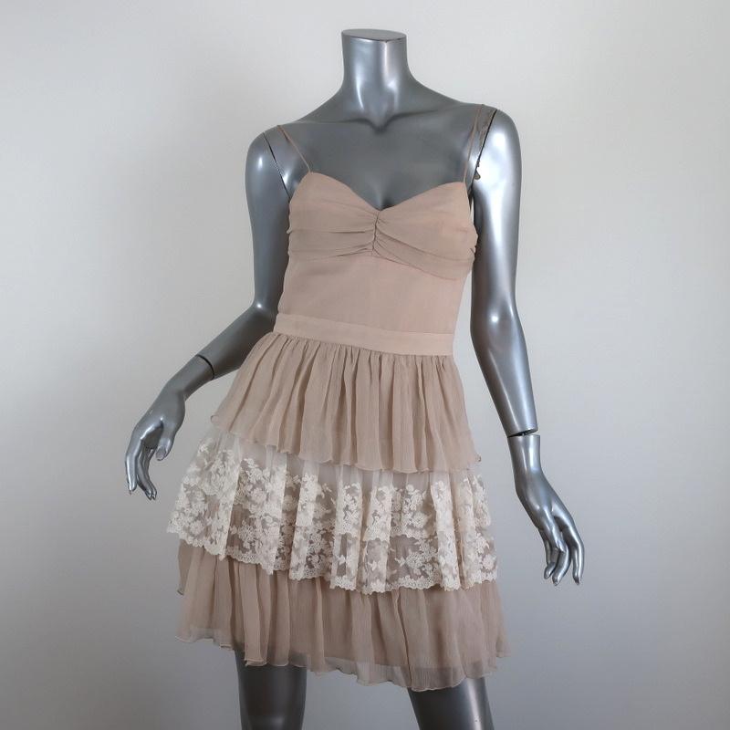 Blugirl Blumarine Mini Dress Nude Ruffled Chiffon & Embroidered Tulle Celebrity Owned Blugirl Blumarine Mini Dress Nude Ruffled Chiffon & Embroidered Tulle Celebrity Owned