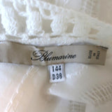 Blumarine Blouse White Crochet Lace-Trim Cotton Size 44 Long Sleeve Top - Celebrity Owned