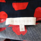 Borgo de Nor Midi Dress Augusta Navy Printed Cotton Size 8 Belted Shirtdress - Celebrity Owned