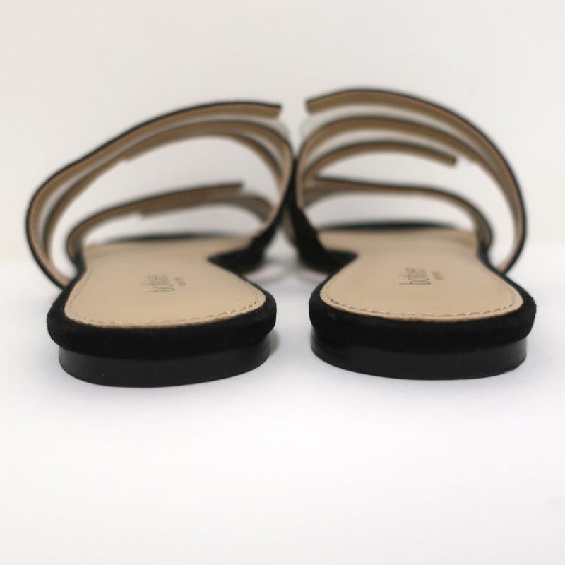 Botkier Maisie Flat Slide Sandals Black Suede &amp; Clear PVC Size 7 - Celebrity Owned