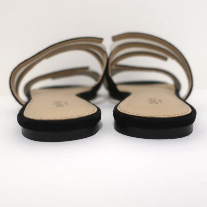 Botkier Maisie Flat Slide Sandals Black Suede &amp; Clear PVC Size 7 - Celebrity Owned