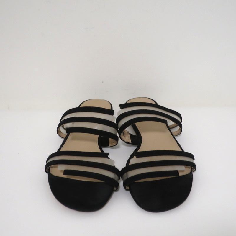 Botkier Maisie Flat Slide Sandals Black Suede &amp; Clear PVC Size 7 - Celebrity Owned