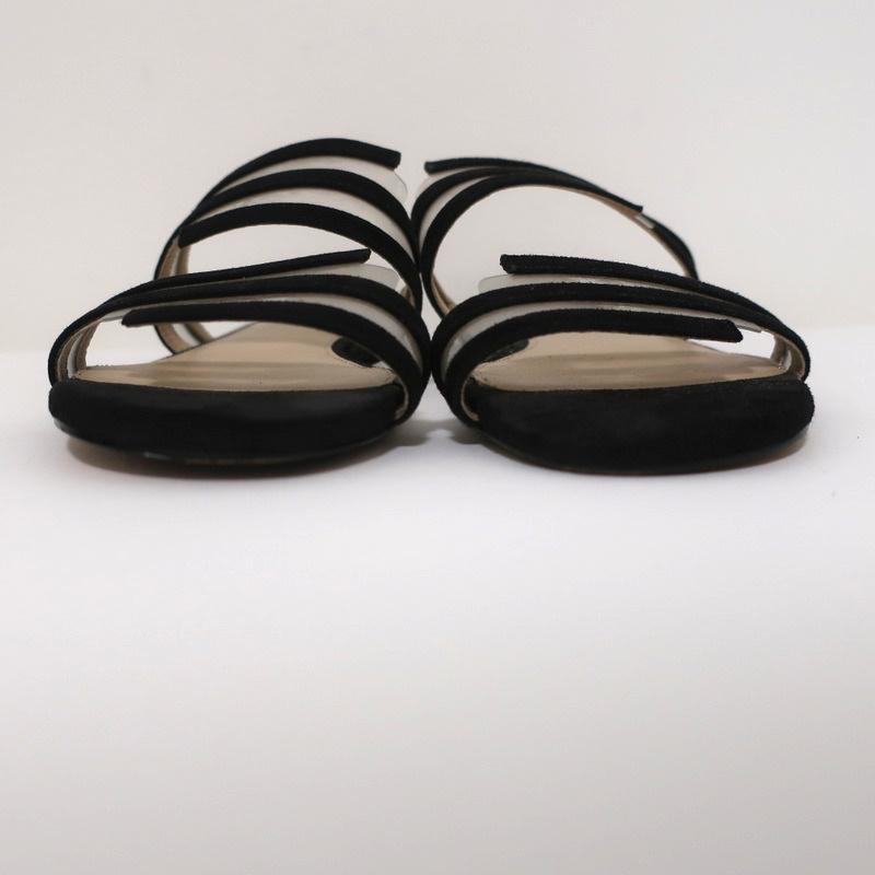 Botkier Maisie Flat Slide Sandals Black Suede &amp; Clear PVC Size 7 - Celebrity Owned