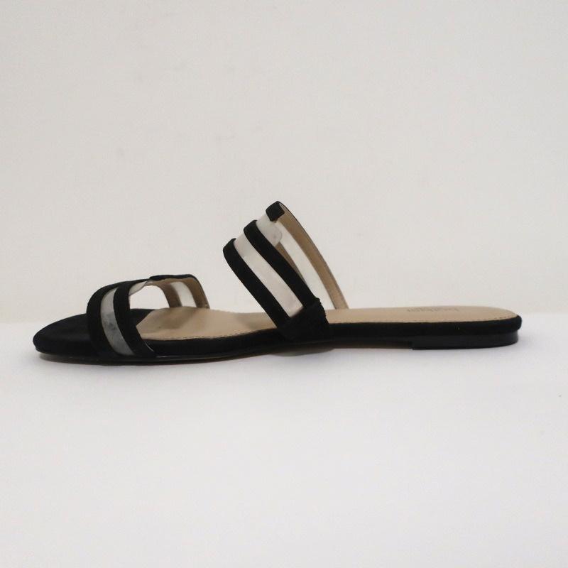 Botkier Maisie Flat Slide Sandals Black Suede &amp; Clear PVC Size 7 - Celebrity Owned