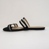 Botkier Maisie Flat Slide Sandals Black Suede & Clear PVC Size 7 - Celebrity Owned