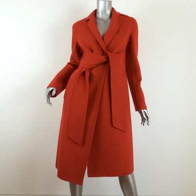 Bottega Veneta Cashmere Coat Terracotta Size 40 Tie-Front Jacket - Celebrity Owned