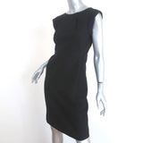 Bottega Veneta Dress Black Pleated Virgin Wool Size 40 Cap Sleeve Sheath - Celebrity Owned