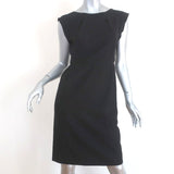 Bottega Veneta Dress Black Pleated Virgin Wool Size 40 Cap Sleeve Sheath - Celebrity Owned