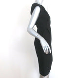 Bottega Veneta Dress Black Pleated Virgin Wool Size 40 Cap Sleeve Sheath - Celebrity Owned
