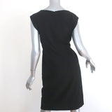 Bottega Veneta Dress Black Pleated Virgin Wool Size 40 Cap Sleeve Sheath - Celebrity Owned