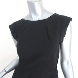 Bottega Veneta Dress Black Pleated Virgin Wool Size 40 Cap Sleeve Sheath - Celebrity Owned