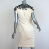 Bottega Veneta Dress Painted Lace-Appliqued Ivory Crepe Size 40 Cap Sleeve - Celebrity Owned