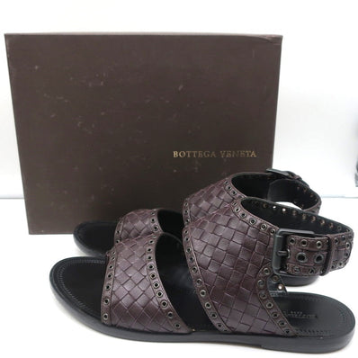 Bottega Veneta Intrecciato Leather Thong Sandals Gladiol Size 39 Slingback Flats - Celebrity Owned