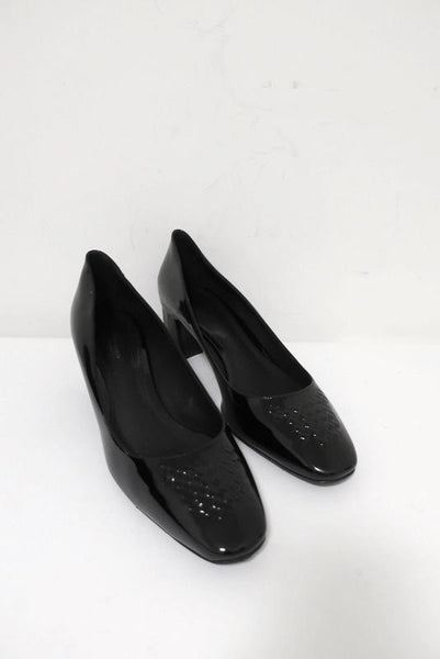 Bottega Veneta Intrecciato Toe Mid-Heel Pumps Black Patent Leather Siz ...