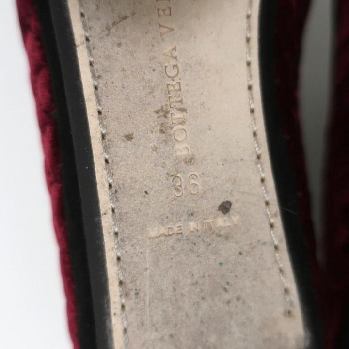 Bottega Veneta Smoking Slippers Burgundy Intrecciato-Embroidered Velvet Size 36 - Celebrity Owned