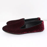 Bottega Veneta Smoking Slippers Burgundy Intrecciato-Embroidered Velvet Size 36 - Celebrity Owned
