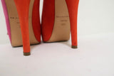 Brian Atwood Julep Zipper Pumps Pink/Red Suede Size 35.5 Peep Toe Heel - Celebrity Owned