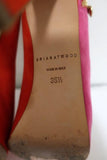 Brian Atwood Julep Zipper Pumps Pink/Red Suede Size 35.5 Peep Toe Heel - Celebrity Owned