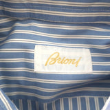 Brioni Button Down Dress Shirt Blue/White Striped Cotton Size 42-16 1/2 - Celebrity Owned