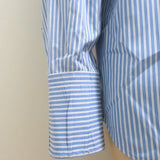 Brioni Button Down Dress Shirt Blue/White Striped Cotton Size 42-16 1/2 - Celebrity Owned