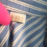 Brioni Button Down Dress Shirt Blue/White Striped Cotton Size 42-16 1/2 - Celebrity Owned