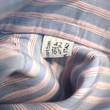 Brioni Button Down Shirt Blue/Pink Striped Cotton Size 42 - 16 1/2 - Celebrity Owned