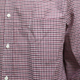 Brunello Cucinelli Button-Down Shirt Red Micro Plaid Cotton Size Extra Large - Celebrity Owned