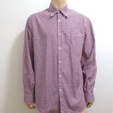 Brunello Cucinelli Button-Down Shirt Red Micro Plaid Cotton Size Extra Large - Celebrity Owned