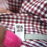Brunello Cucinelli Button-Down Shirt Red Micro Plaid Cotton Size Extra Large - Celebrity Owned