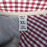 Brunello Cucinelli Button-Down Shirt Red Micro Plaid Cotton Size Extra Large - Celebrity Owned