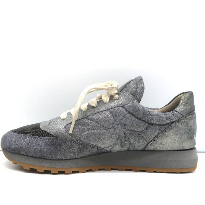 Brunello Cucinelli Monili Runner Sneakers Blue Metallic Leather Size 41 - Celebrity Owned
