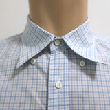 Brunello Cucinelli Shirt Light Blue Checked Cotton-Linen Size Extra Extra Large - Celebrity Owned