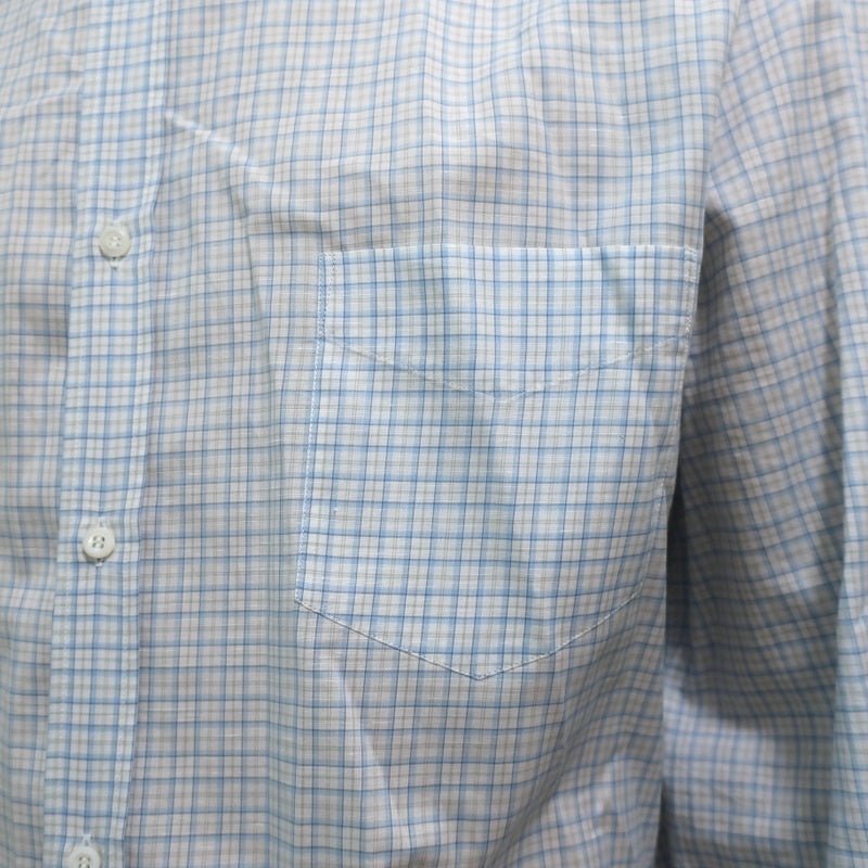 Brunello Cucinelli Shirt Light Blue Checked Cotton-Linen Size Extra Extra Large - Celebrity Owned