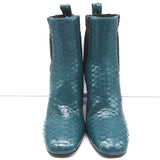 Brunello Cucinelli Sock-Gore Ankle Boots Teal Snakeskin Size 41 Block Heel - Celebrity Owned