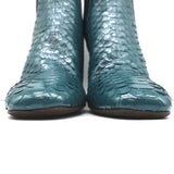 Brunello Cucinelli Sock-Gore Ankle Boots Teal Snakeskin Size 41 Block Heel - Celebrity Owned