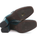 Brunello Cucinelli Sock-Gore Ankle Boots Teal Snakeskin Size 41 Block Heel - Celebrity Owned