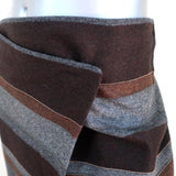 Brunello Cucinelli Wrap Skirt Monili-Beaded Gray/Brown Striped Wool Size US 4 - Celebrity Owned