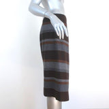Brunello Cucinelli Wrap Skirt Monili-Beaded Gray/Brown Striped Wool Size US 4 - Celebrity Owned