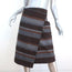 Brunello Cucinelli Wrap Skirt Monili-Beaded Gray/Brown Striped Wool Size US 4