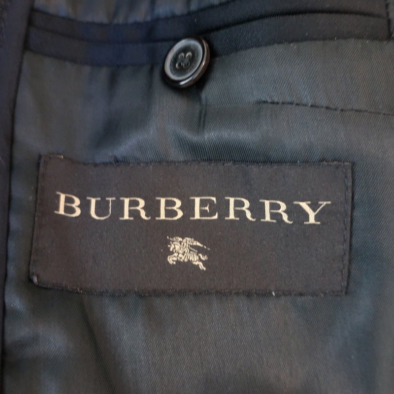 Burberry Blazer Black Stretch Wool Satin Size 40 One-Button Jacket - Celebrity Owned