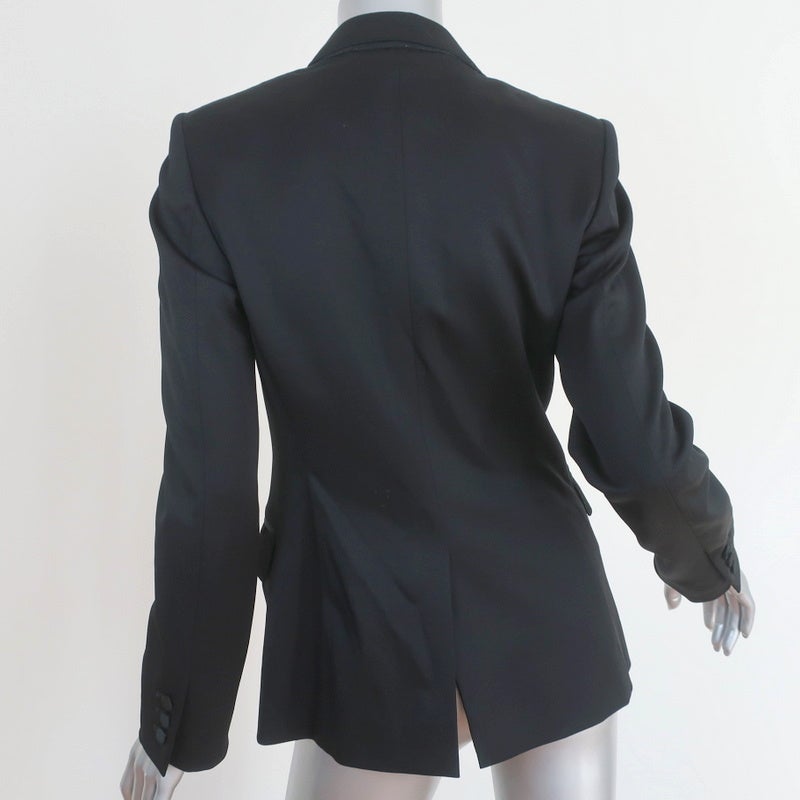Burberry Blazer Black Stretch Wool Satin Size 40 One-Button Jacket - Celebrity Owned