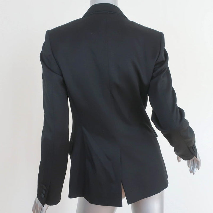 Burberry Blazer Black Stretch Wool Satin Size 40 One-Button Jacket - Celebrity Owned