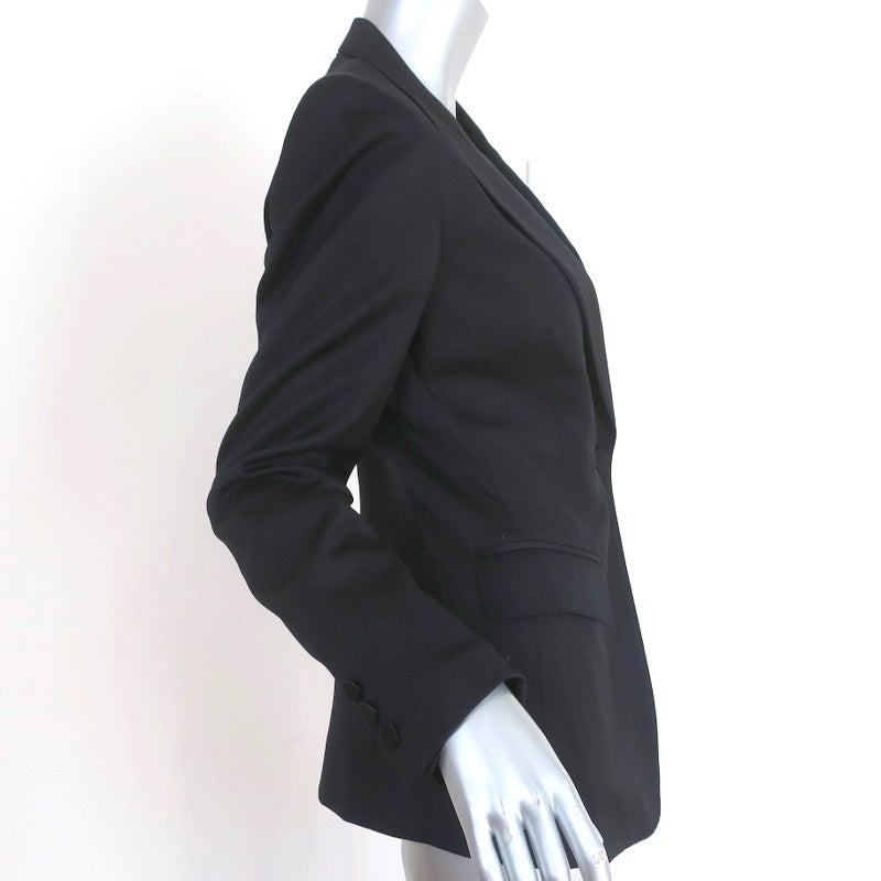 Burberry Blazer Black Stretch Wool Satin Size 40 One-Button Jacket - Celebrity Owned