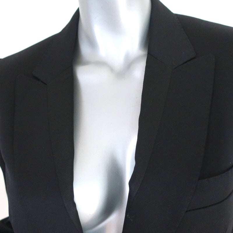 Burberry Blazer Black Stretch Wool Satin Size 40 One-Button Jacket - Celebrity Owned